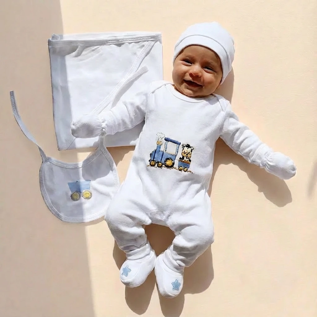 تنخور ست بیمارستانی طرح ماشین رنگ سفید آبی برند پارنا