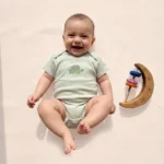 تن خور بادی آستین کوتاه وارداتی طرح لاکپشت رنگ سبز برند Sinsay