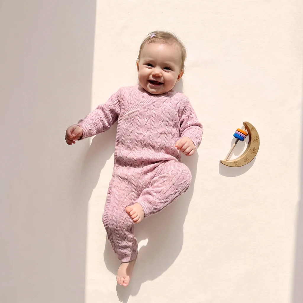 تن خور سرهمی نوزادی بافت وارداتی چین دار طرح گل رنگ صورتی برند Carters