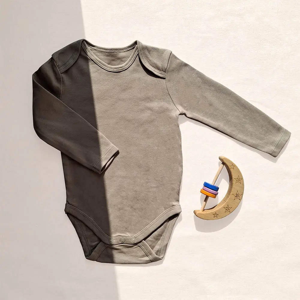 بادی آستین بلند وارداتی ساده رنگ زیتونی برند C&A