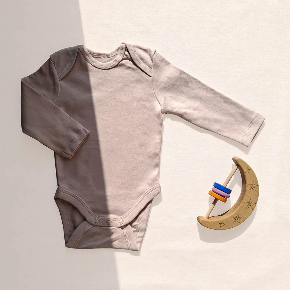 بادی آستین بلند وارداتی ساده رنگ صورتی روشن برند C&A