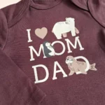 بادی آستین بلند وارداتی طرح I Love Mom & Dad رنگ بنفش برند C&A