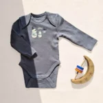 بادی آستین بلند وارداتی طرح آدم برفی رنگ آبی برند C&A