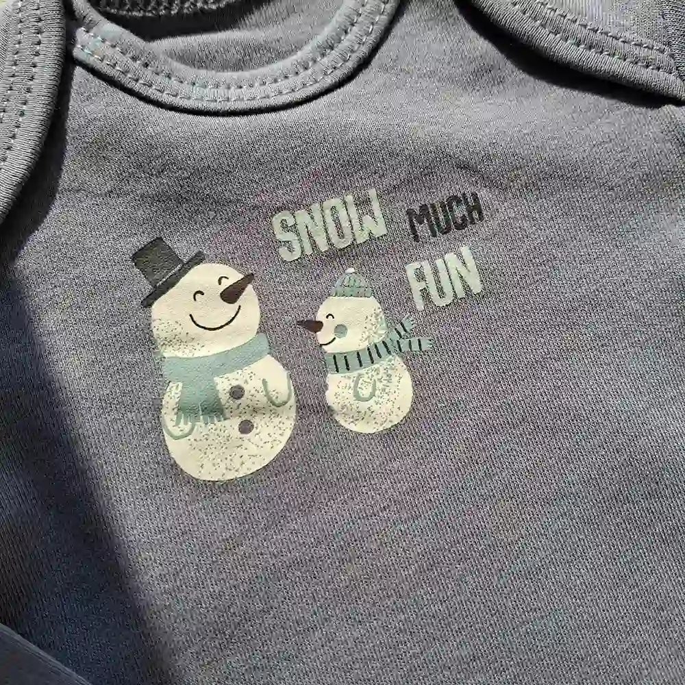 بادی آستین بلند وارداتی طرح آدم برفی رنگ آبی برند سی اند ای