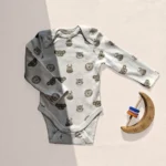 بادی آستین بلند وارداتی طرح شیر و کوالا رنگ سفید برند C&A