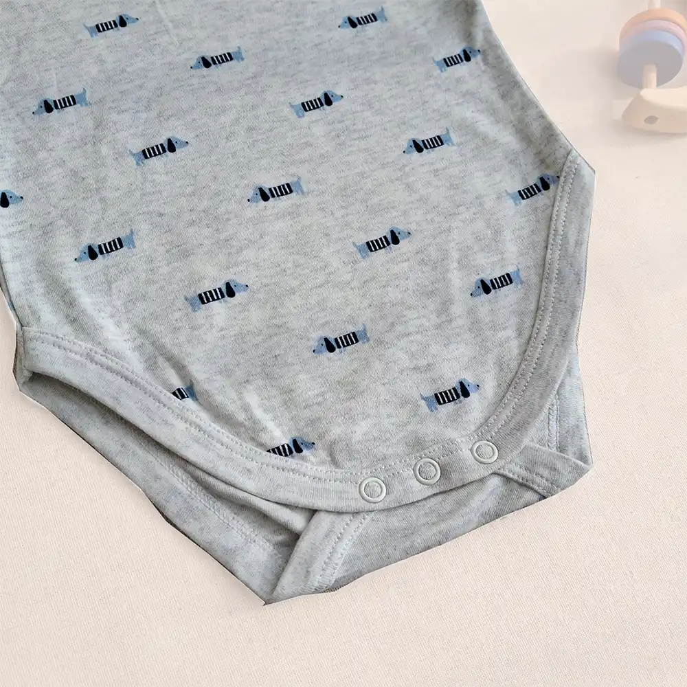 بادی آستین بلند وارداتی طرح هاپو رنگ طوسی روشن