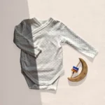 بادی آستین بلند وارداتی یقه هفت طرح خالدار رنگ سفید برند C&A