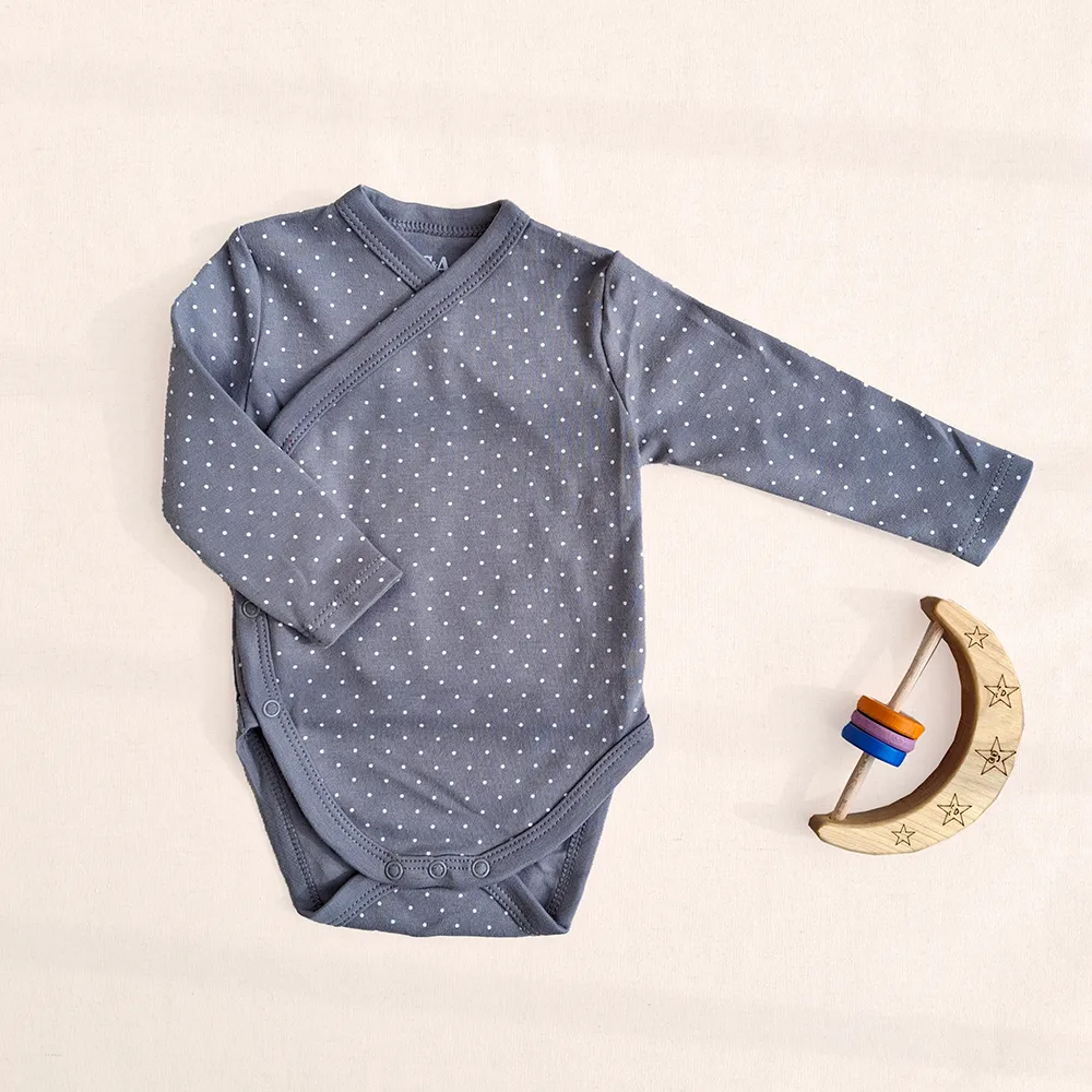 بادی آستین بلند وارداتی یقه هفت طرح خالدار طوسی برند C&A کد 10452