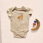 بادی آستین کوتاه وارداتی طرح ببر رنگ کرم برند sinsay