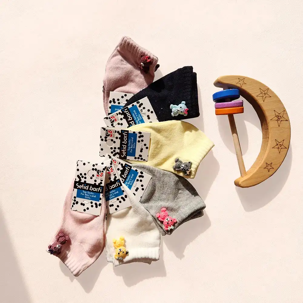 جوراب ساق کوتاه مدل عروسک خرسی کد 10427