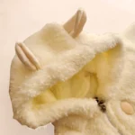 سرهمی تدی به همراه پاپوش مدل خرسی رنگ سفید شیری کد 10440