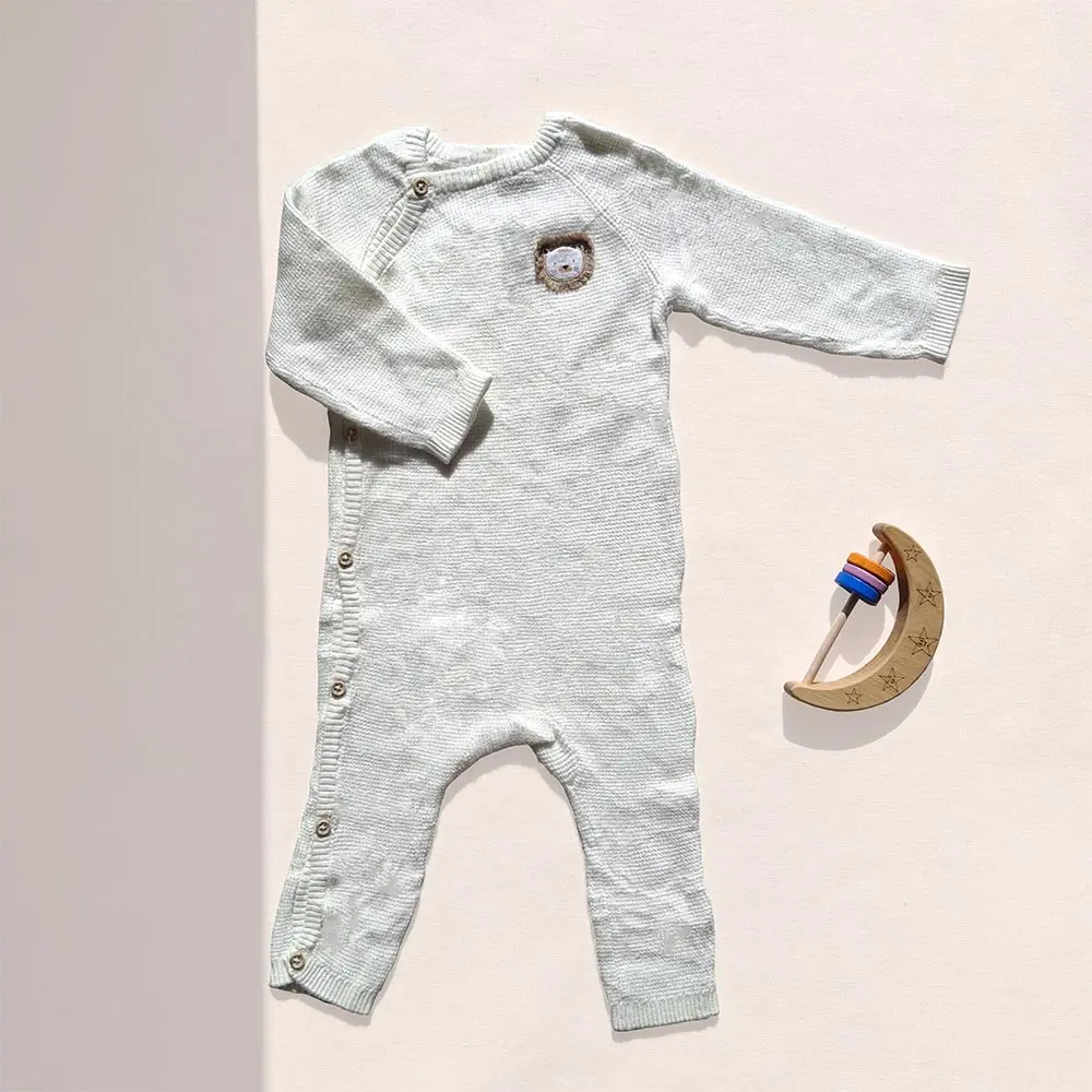 سرهمی نوزادی بافت وارداتی طرح شیر رنگ سفید برند Inextenso