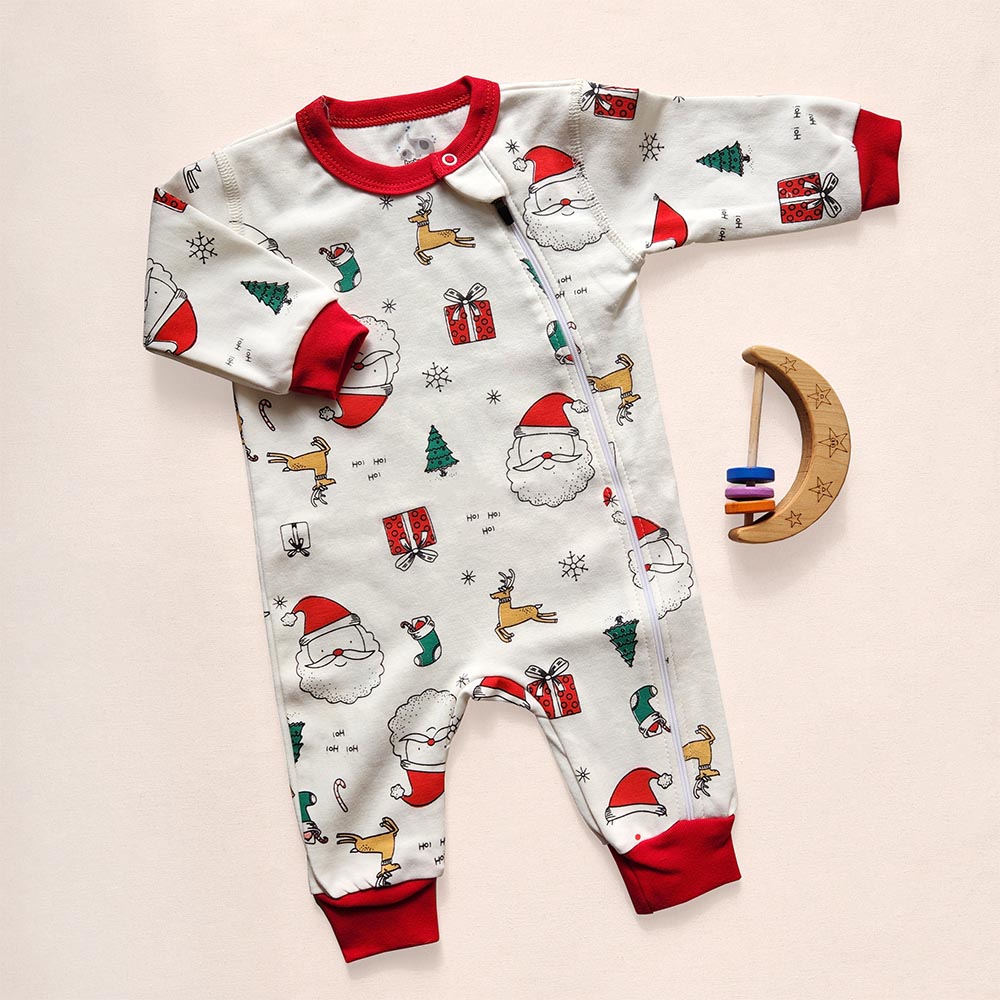 سرهمی نوزادی طرح بابانوئل رنگ سفید کد 10434