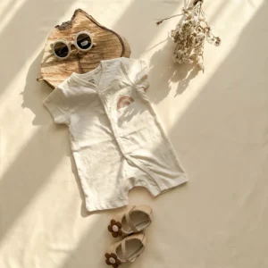 رامپر وارداتی طرح رنگین کمان رنگ کرم برند sinsay