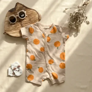 رامپر وارداتی طرح پرتقالی رنگ گلبهی برند sinsay