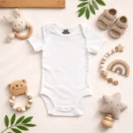 بادی آستین کوتاه وارداتی ساده رنگ سفید برند H&M