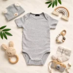 بادی آستین کوتاه وارداتی ساده رنگ طوسی برند H&M