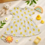 سارافون نوزادی مدل چین دار موسلین طرح گلابی برند لوپیلو