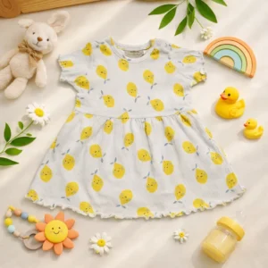 سارافون نوزادی مدل چین دار موسلین طرح گلابی برند لوپیلو