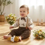 ست پسرانه4 تیکه وارداتی ترک بادی شلوار به همراه پاپیون و ساس بند طر