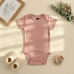 بادی آستین کوتاه وارداتی ساده رنگ صورتی برند H&M