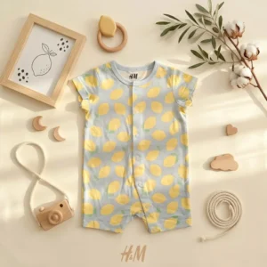 رامپر وارداتی طرح لیمو رنگ آبی برند H&M