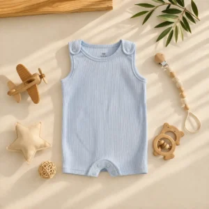 رامپر وارداتی کبریتی ساده رنگ آبی روشن برند KIABI