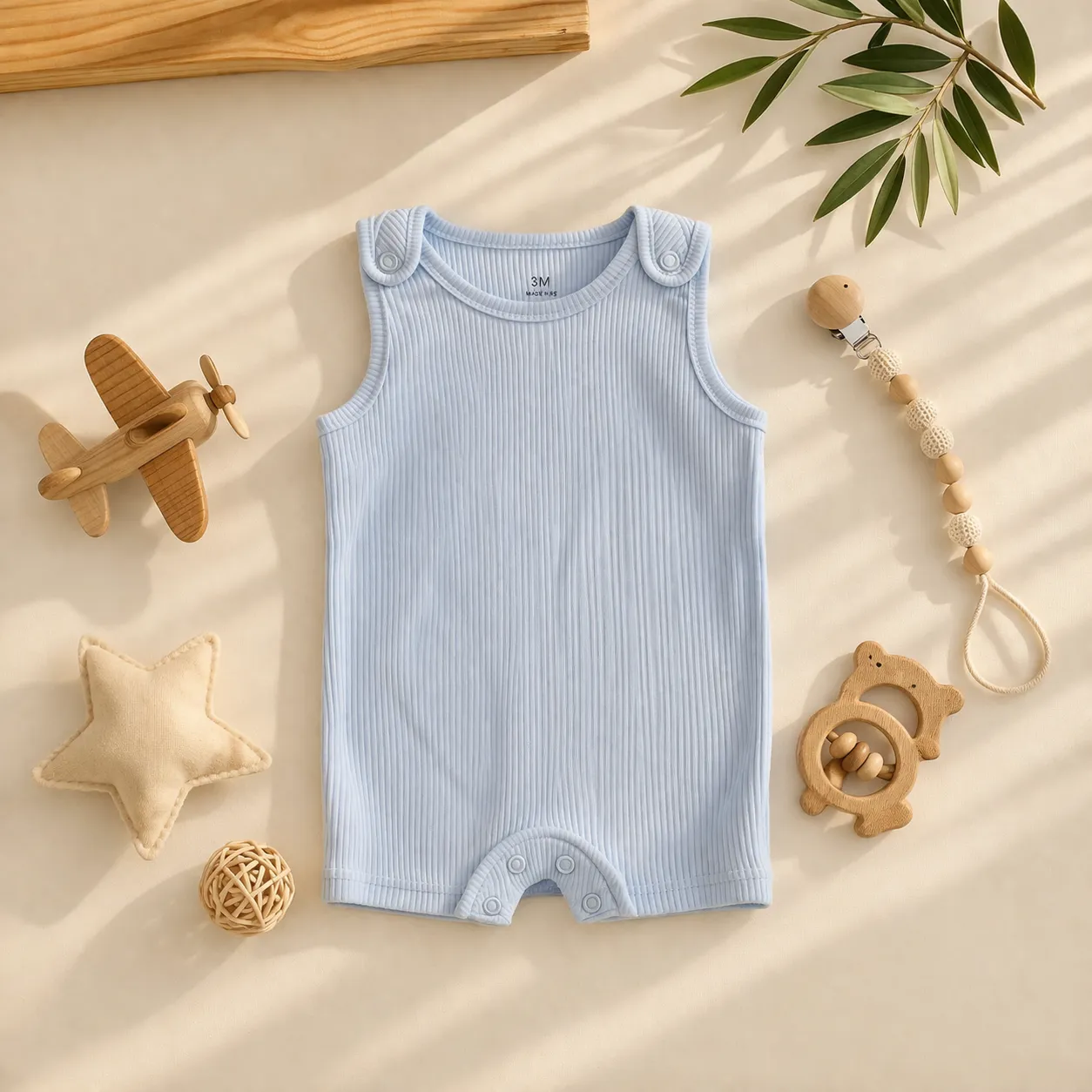 رامپر وارداتی کبریتی ساده رنگ آبی روشن برند KIABI رامپر وارداتی کبریتی ساده رنگ آبی روشن برند KIABI