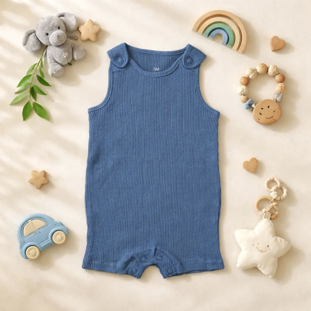 رامپر وارداتی کبریتی ساده رنگ سرمه ای برند KIABI