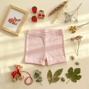 شلوارک لگ نوزادی وارداتی ساده رنگ صورتی ملیح برند Lupilu