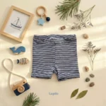 شلوارک لگ نوزادی وارداتی طرح راه راه طوسی سفید برند Lupilu