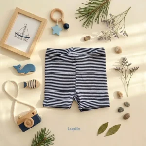 شلوارک لگ نوزادی وارداتی طرح راه راه طوسی سفید برند Lupilu