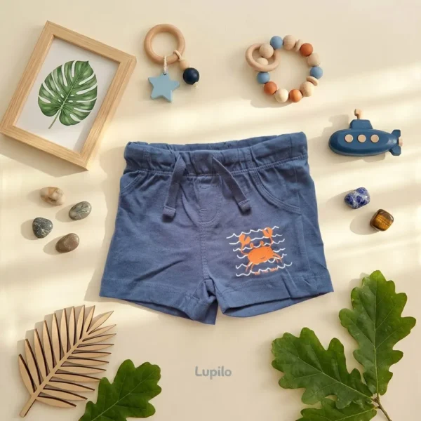 شلوارک نوزادی وارداتی طرح خرچنگ رنگ سرمه ای برند Lupilu