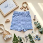 شلوارک نوزادی وارداتی طرح راه راه سفید آبی برند Lupilu