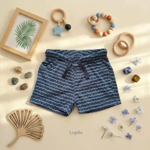 شلوارک نوزادی وارداتی طرح موج رنگ سرمه ای برند Lupilu