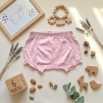 شورتک نوزادی وارداتی ساده رنگ صورتی برند Lupilu