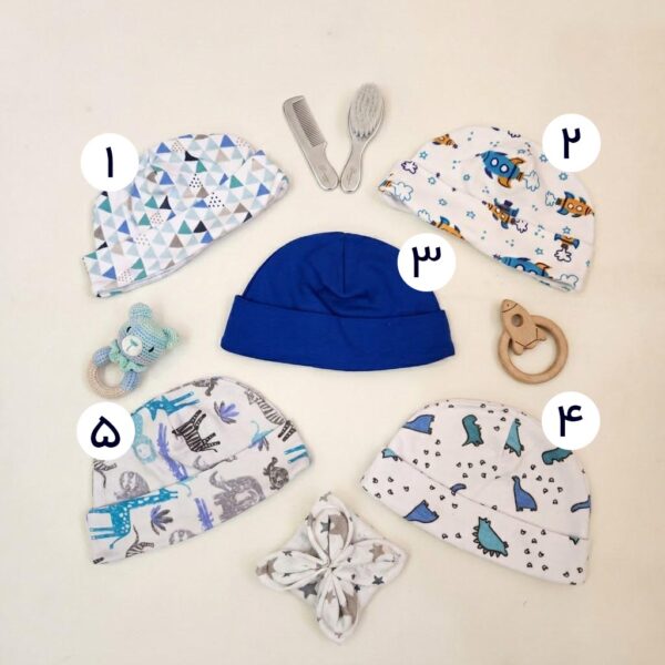 طرح های کلاه نوزادی وارداتی تم سفید آبی برند کارترز