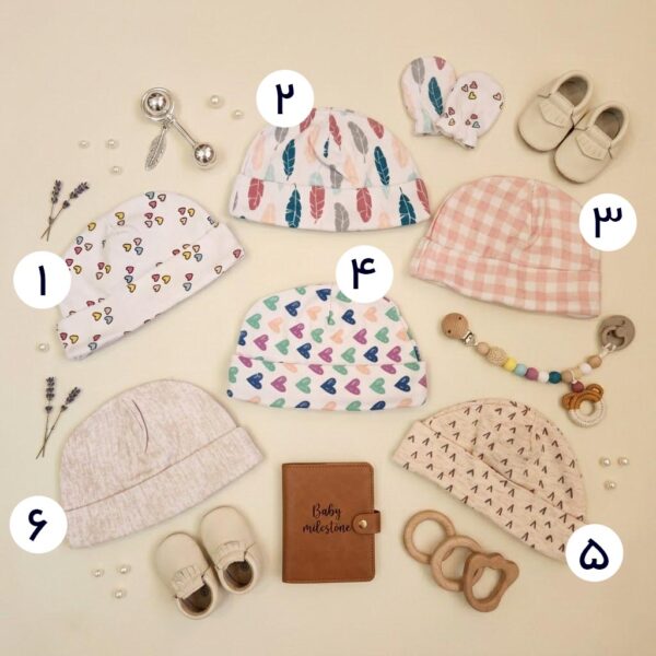 طرح های کلاه نوزادی وارداتی تم سفید صورتی برند کارترز