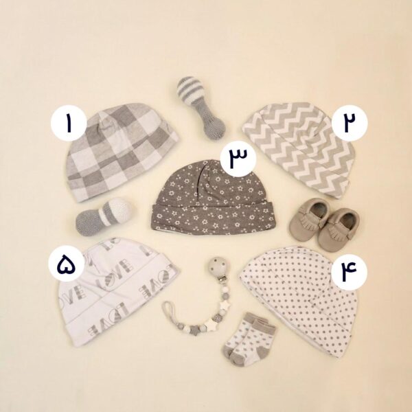 طرح های کلاه نوزادی وارداتی تم سفید طوسی برند کارترز