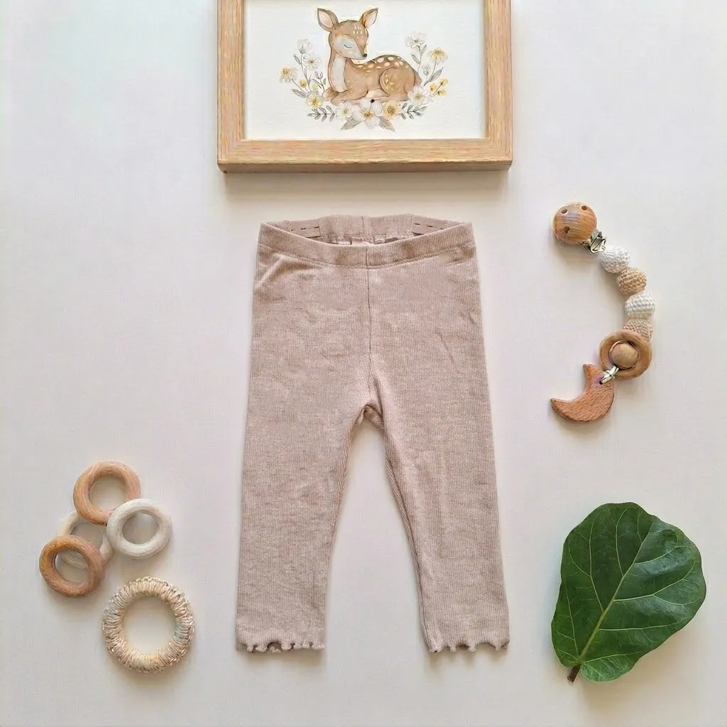 لگ نوزادی وارداتی دخترانه کبریتی ساده رنگ کرم برند H&M