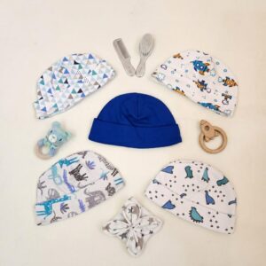 کلاه نوزادی وارداتی تم سفید آبی برند Carters