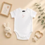 بادی آستین کوتاه وارداتی طرح قلب رنگ سفید برند H&M