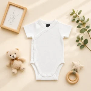 بادی آستین کوتاه وارداتی یقه هفت ساده رنگ کرم شیری H&M