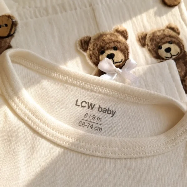 بیلر، بادی و کلاه پریمیوم طرح تدی رنگ سفید برند Totobaby