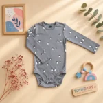 بادی آستین بلند وارداتی طرح پنگوئن رنگ طوسی برند H&M