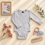 بادی آستین بلند وارداتی کبریتی ساده رنگ طوسی برند H&M