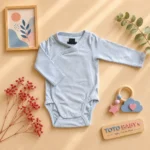 بادی آستین بلند وارداتی یقه هفت ساده رنگ سبز سیج H&M